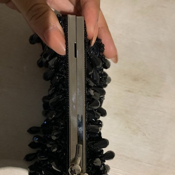 Black Beaded Evening Handbag/Clutch NO OFFERS ON ITEMS UNDER 20 - Picture 6 of 6